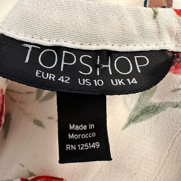 Topshop Floral Sweetheart Neck Side Slit Midi Dress Multicolor Size 10 - Picture 4 of 5